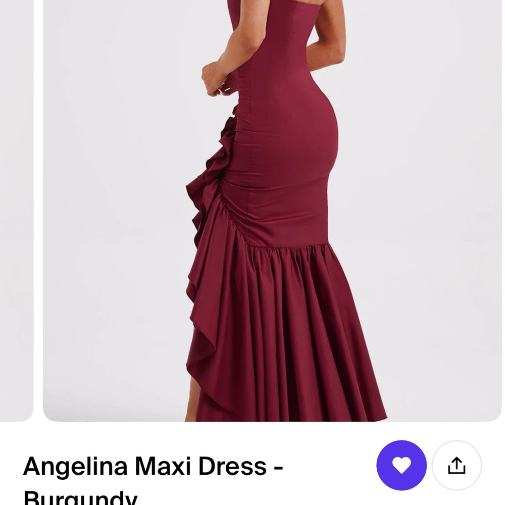 Red Asymmetrical Ruffled Maxi Dress - Picture 4 of 15